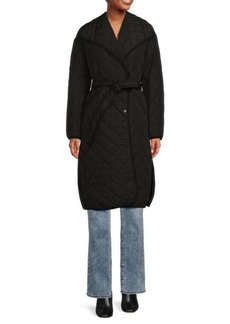 DKNY Quilted & Belted Trench Coat
