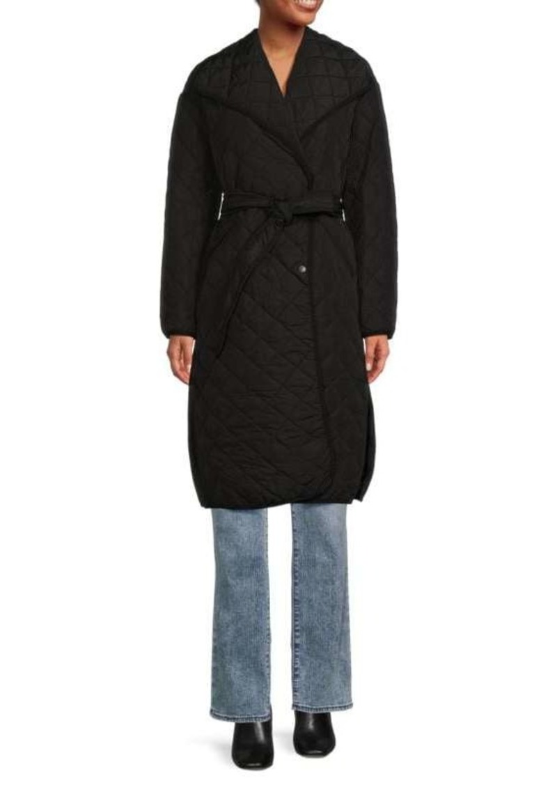 DKNY Quilted & Belted Trench Coat