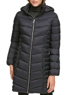 DKNY Quilted & Hooded Puffer Coat