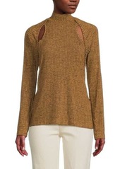 DKNY Ribbed Cutout Highneck Sweater