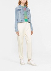 DKNY ripped-detailing cropped denim jacket