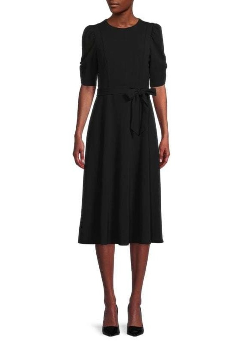 DKNY Ruched-Sleeve Midi A-Line Dress