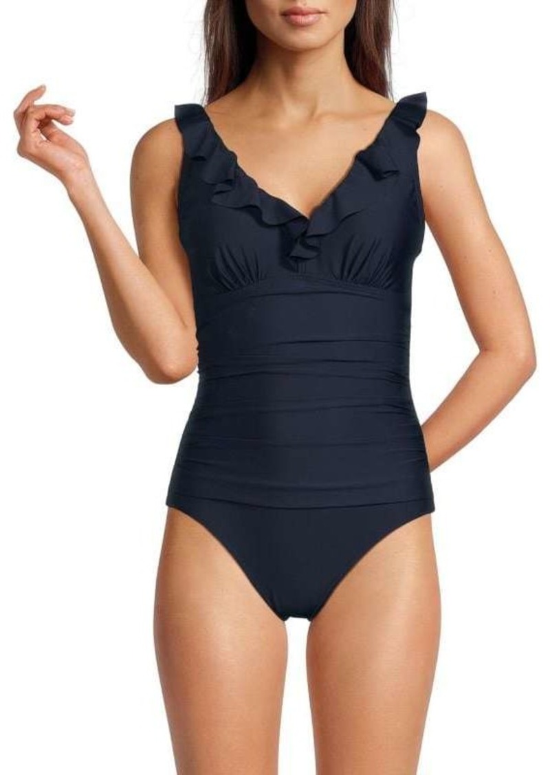 DKNY Ruffled One Piece Swimsuit