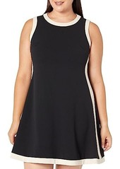 DKNY Scuba Crepe Color-Block Fit-and-Flare