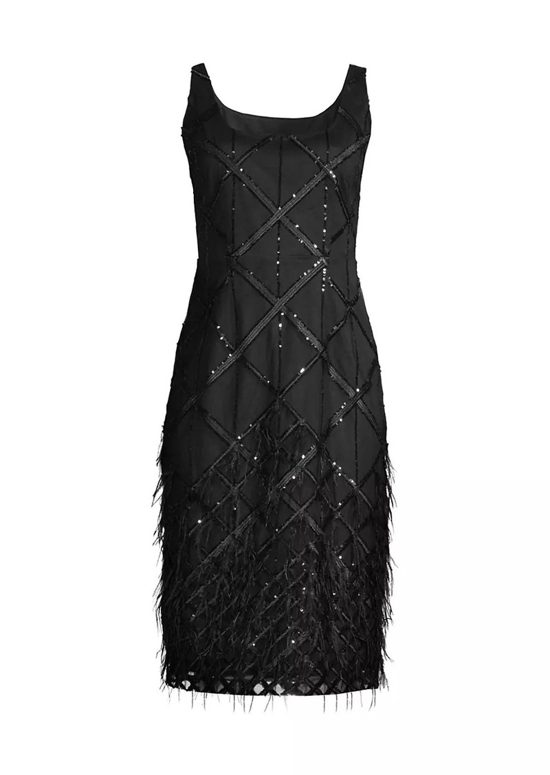 DKNY Sequin & Feather-Embellished Midi-Dress