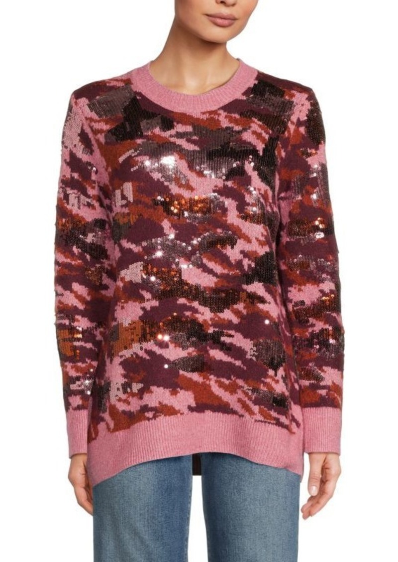 DKNY Sequin Camo Crewneck Sweater