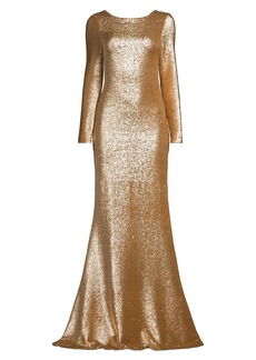 DKNY Sequined Flare Column Gown