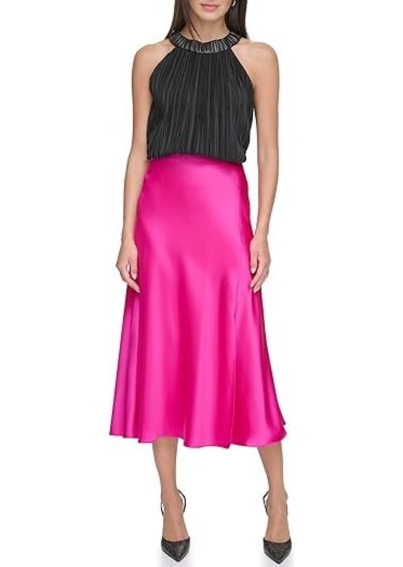 DKNY Silky Satin Slip Skirt with Slit