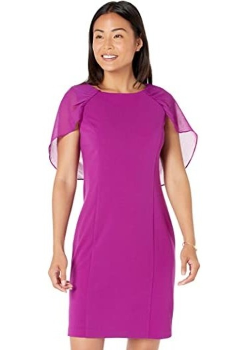 DKNY Sleeveless Combo Cape Dress