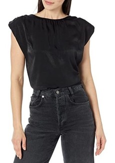 DKNY Sleeveless Shoulder Pad Satin Shell Top