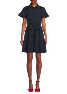 DKNY Solid Belted Shirtdress