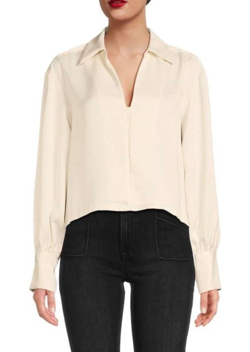 DKNY Solid Collared Top