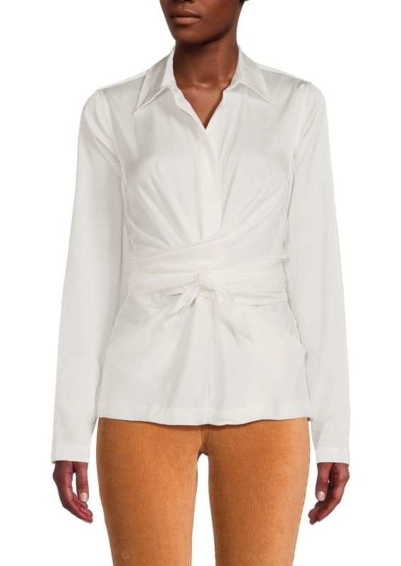 DKNY Solid Tie Front Top