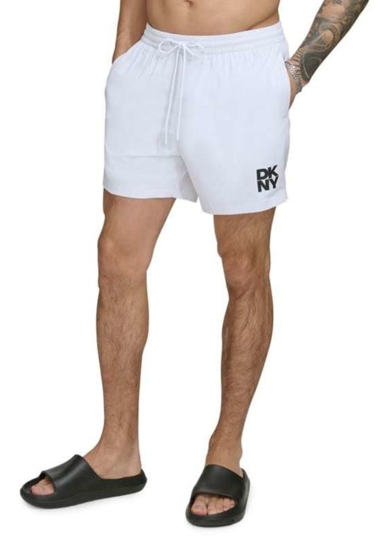 DKNY Standard Fit Flat Front Swim Shorts