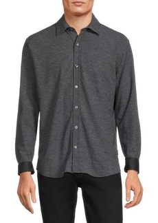 DKNY Taylor Solid Knit Button Down Shirt