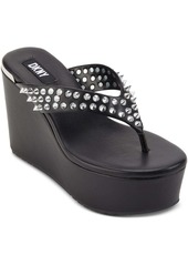DKNY Tina Womens Faux Leather Flip-Flops Platform Sandals