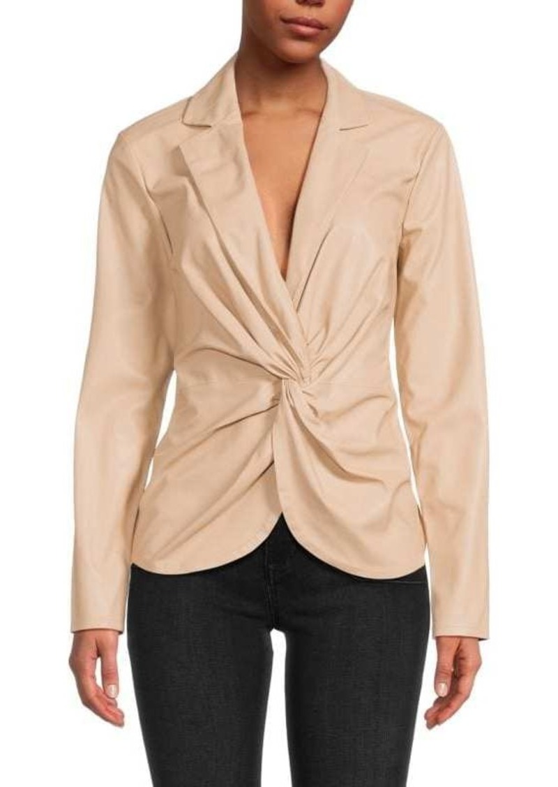 DKNY Twisted Faux Leather Blouse