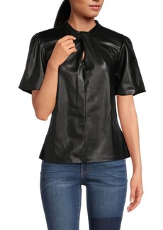 DKNY Twisted Faux Leather Top