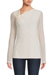 DKNY Twisted Long Sheer Sleeve Top