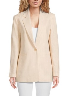 DKNY Unconstructed Striped Linen Blend Blazer