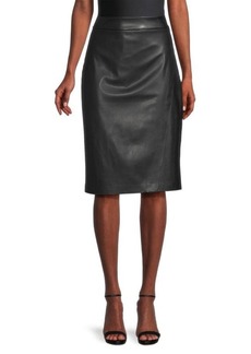 DKNY Vintage Glam Faux Leather Knee Skirt