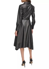 DKNY Vintage Glam Faux-Leather Midi-Shirtdress