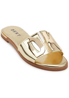 DKNY Waltz Womens Metallic Logo Slide Sandals