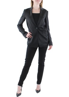 DKNY Womens Crepe Satin Back One-Button Blazer