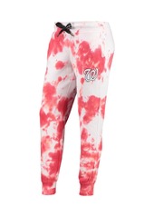Women's Dkny Sport White, Red Washington Nationals Melody Tie-Dye Jogger Pants - White, Red