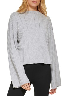 DKNY Womens Embellished Cotton Pullover Sweater