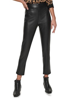 DKNY Womens Faux Leather High Rise Skinny Pants