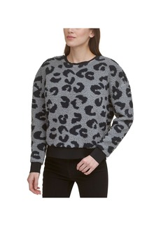 DKNY Womens Fleece Cropped Crewneck Sweater