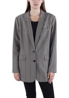 DKNY Womens Glen Plaid Suit Separate Two-Button Blazer