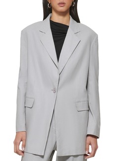 DKNY Womens Linen Business Two-Button Blazer