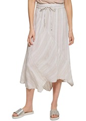 DKNY Womens Linen Striped Midi Skirt