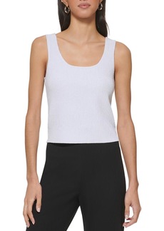 DKNY Womens Metallic Ribbed Cropped