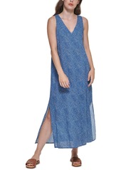 DKNY Womens Printed Long Maxi Dress