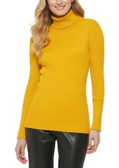 DKNY Womens Ribbed Turtle Neck Pullover Sweater