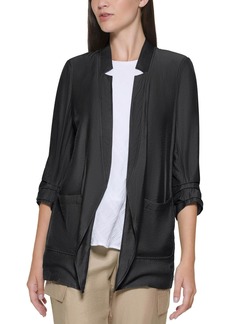 DKNY Womens Ruched Suit Separate Open-Front Blazer