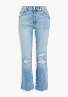 DL 1961 DL1961 - Patti cropped distressed high-rise straight-leg jeans - Blue - 24