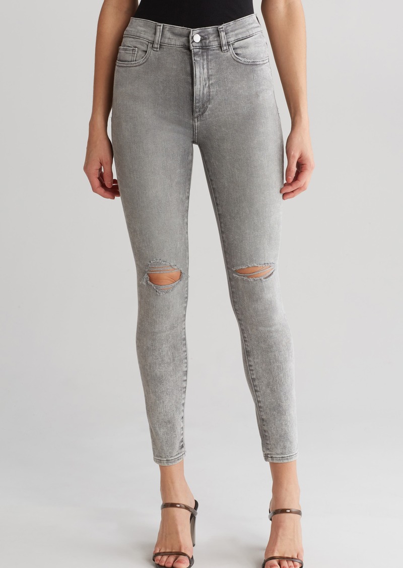 DL 1961 DL1961 Farrow Instasculpt High Waist Ripped Ankle Skinny Jeans in Chalk Distressed at Nordstrom Rack
