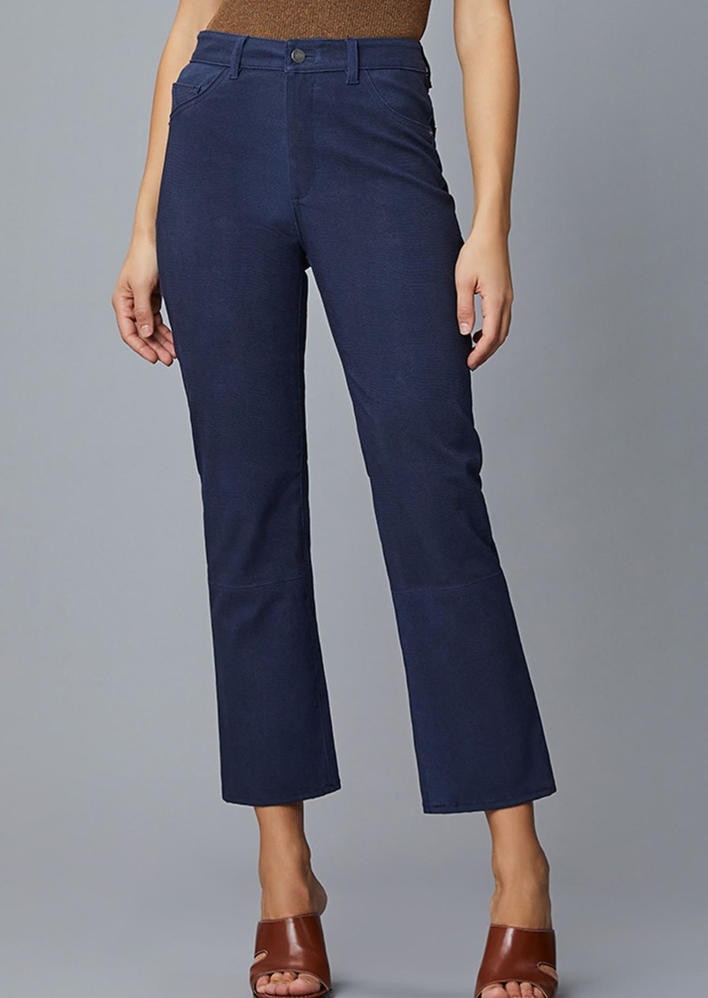 DL 1961 DL1961 Patti Crop Wide Leg Jeans in Navy Stretch Leather at Nordstrom Rack