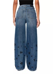 DL 1961 Hepburn Wide Leg High Rise Embellished Jeans