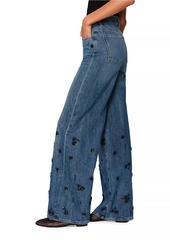 DL 1961 Hepburn Wide Leg High Rise Embellished Jeans