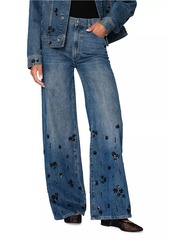 DL 1961 Hepburn Wide Leg High Rise Embellished Jeans