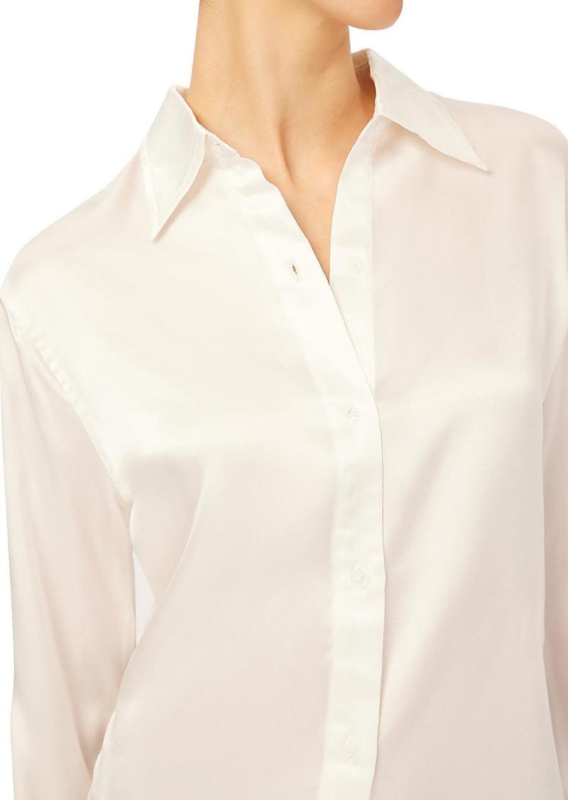 DL 1961 Womens Silk Shimmer Button-Down Top