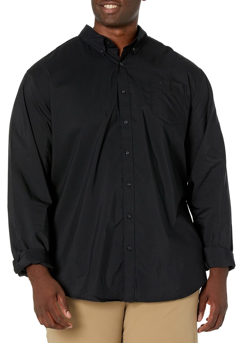 Dockers Men's Size Classic Fit Long Sleeve Signature Comfort Flex Shirt (Standard and Big & Tall) Black-Solid