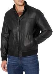 Dockers Men's Carson Faux Leather Classic Stand Collar Bomber Jacket (Standard & Tall Sizes)