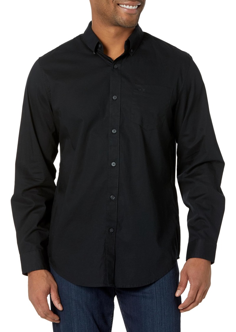 Dockers Men's Classic Fit Long Sleeve Signature Iron Free Shirt with Stain Defender Black-Solid