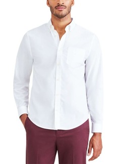Dockers Men's Classic Fit Long Sleeve Signature Iron Free Shirt with Stain Defender Lucent White-Solid